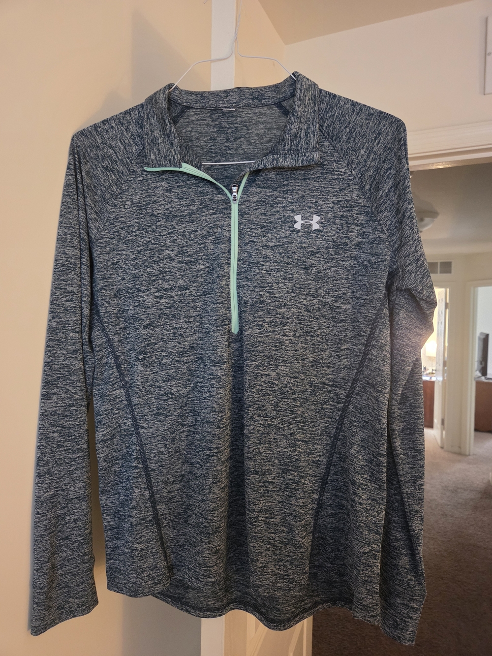 Under Armour Women's Heathered Gray Quarter-Zip Pullover with Mint Accent